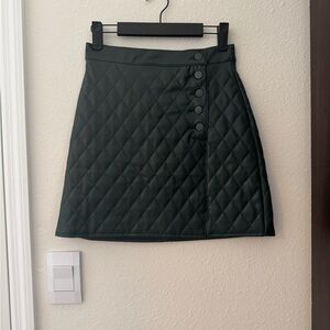 Quilted Faux Leather Green Skirt